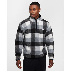 Nike Club Fleece Winterized Half-Zip Men’s Small Black/White FZ0896-010 NWT